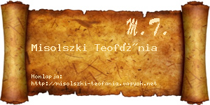 Misolszki Teofánia névjegykártya